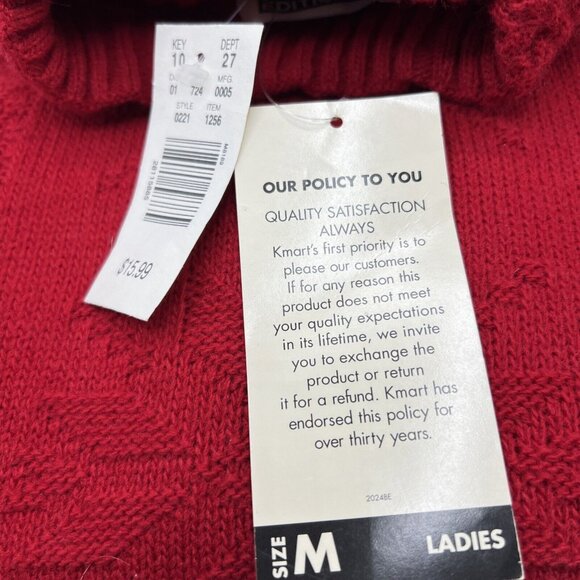 Vintage Kmart Basic Editions Red Tunic Sweater Snowflakes Christmas Medium Mock - Picture 3 of 5
